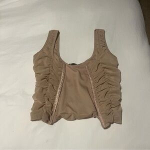 Ruffled Beige Sleeveless Top